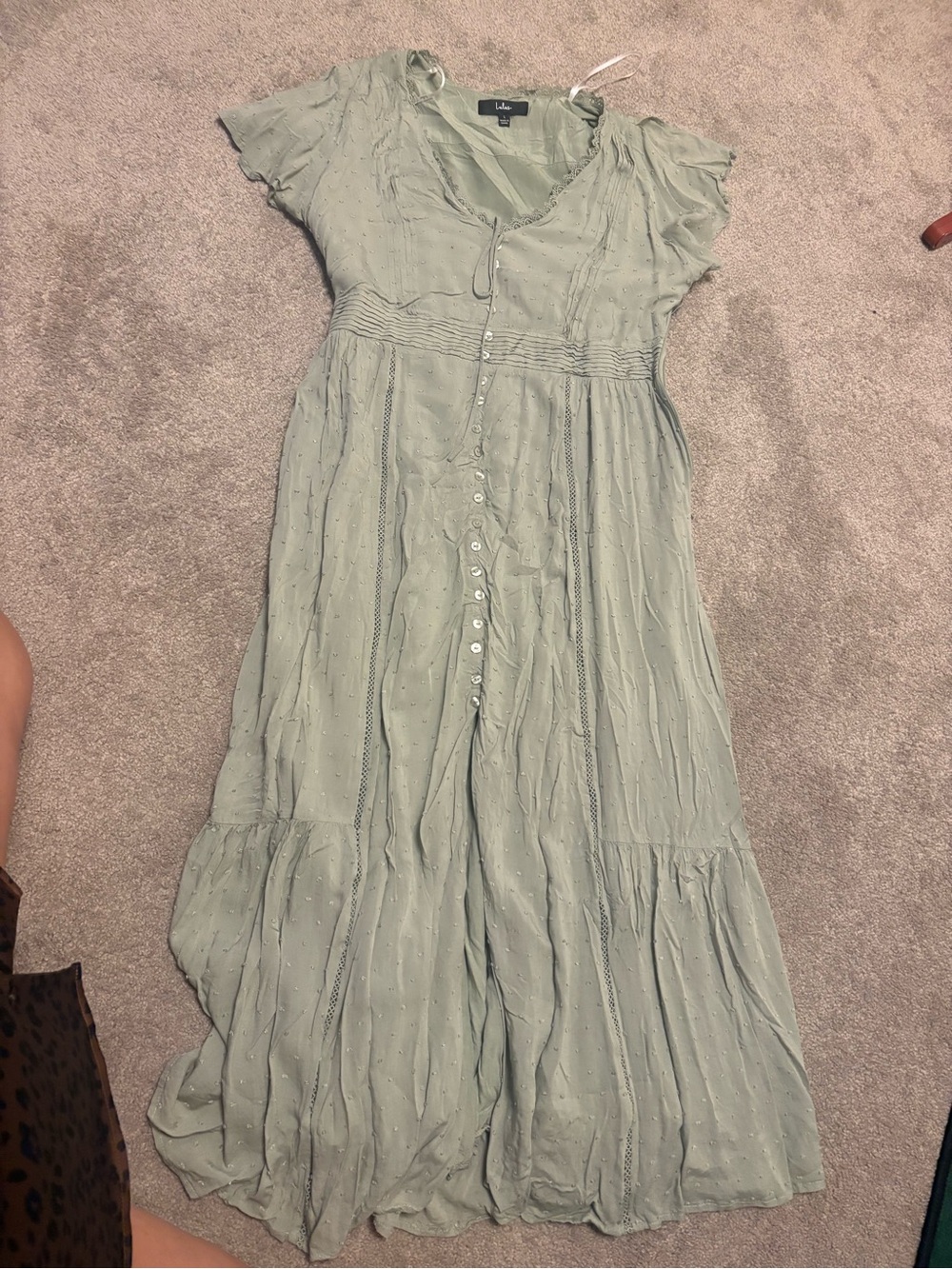 Lulu's Sage Green Maxi Dress with Button Front
